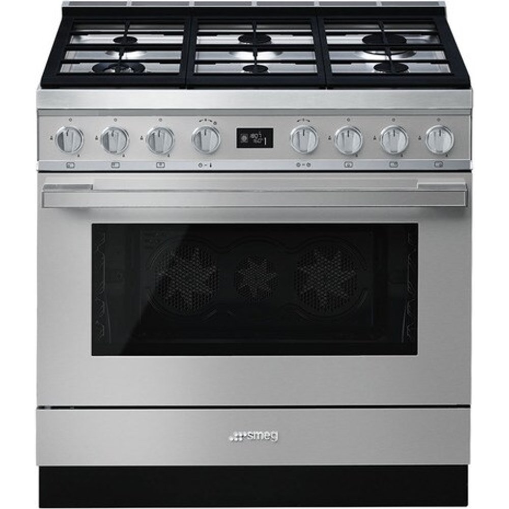 Smeg - Cocina compacta Smeg 90 cm, placa de gas 6 quemadores y horno - CPF9GPX.