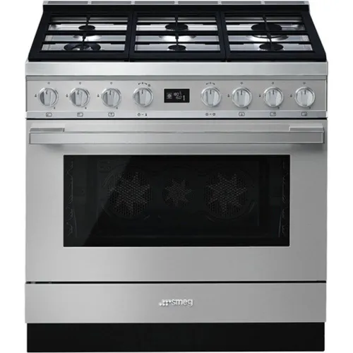 Smeg - Cocina compacta Smeg 90 cm, placa de gas 6 quemadores y horno - CPF9GPX.
