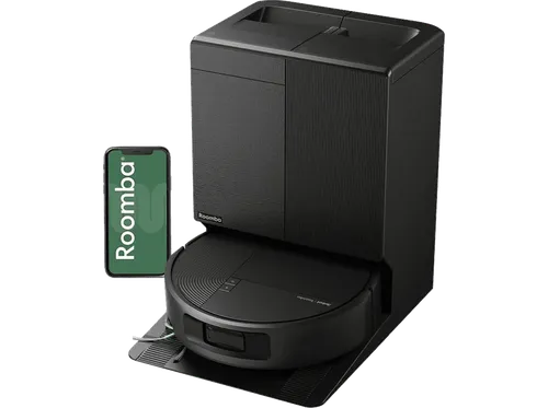 Robot aspirador - iRobot Roomba® Plus 675 Combo con Base AutoWash™, 180 min, 30000 Pa, Friega y aspira, Negro