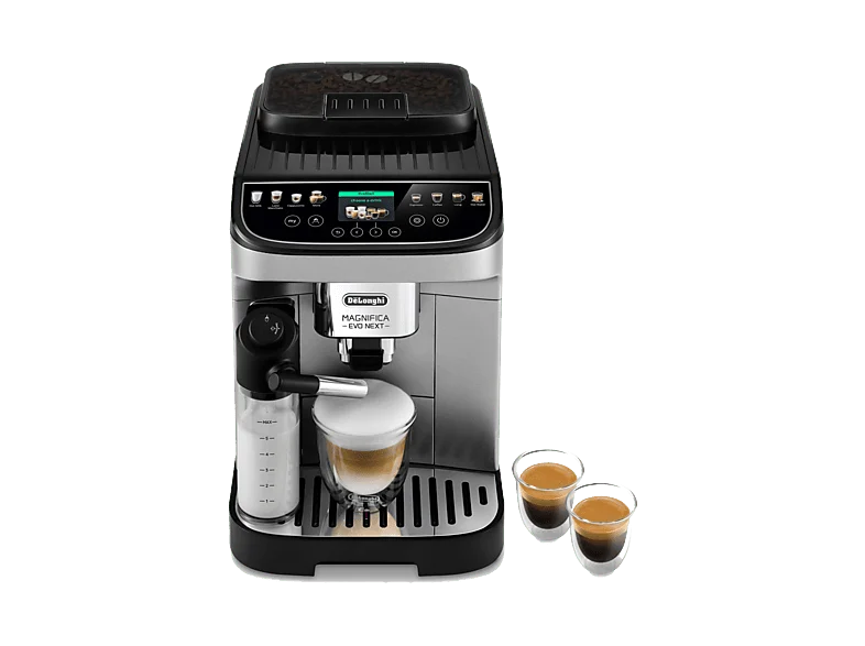 Cafetera superautomática - De'Longhi Magnifica Evo Next ECAM 310.80.SB, 1450 Watt, 15 bar, Molinillo integrado, Depósito de leche, Plata/Negro