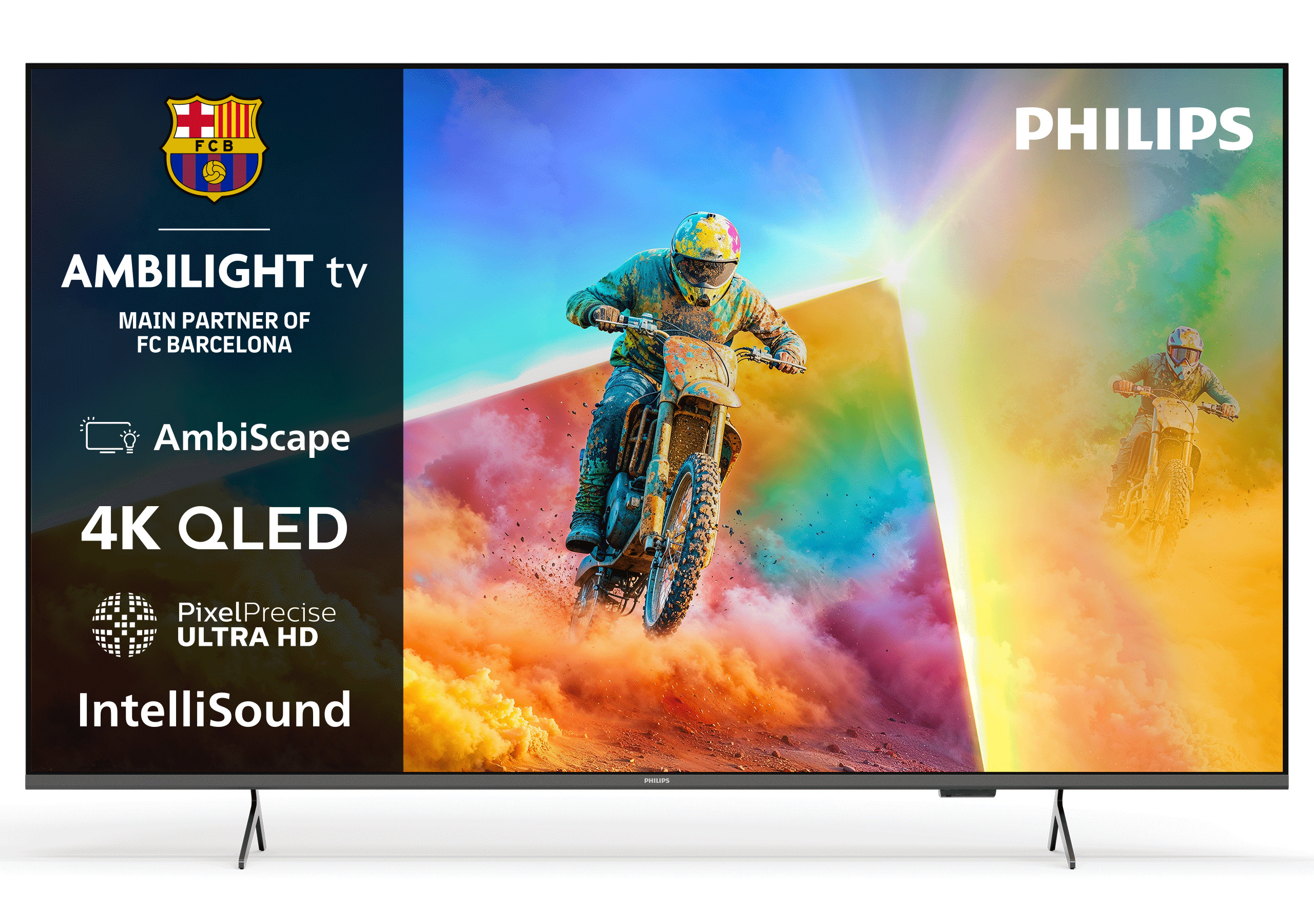 TV QLED 55" - Philips 55PQS8501/12, UHD 4K, Pixel Precise Ultra HD, Smart TV, DVB-T2, Ambilight, Dolby Atmos, HDR10+, Negro