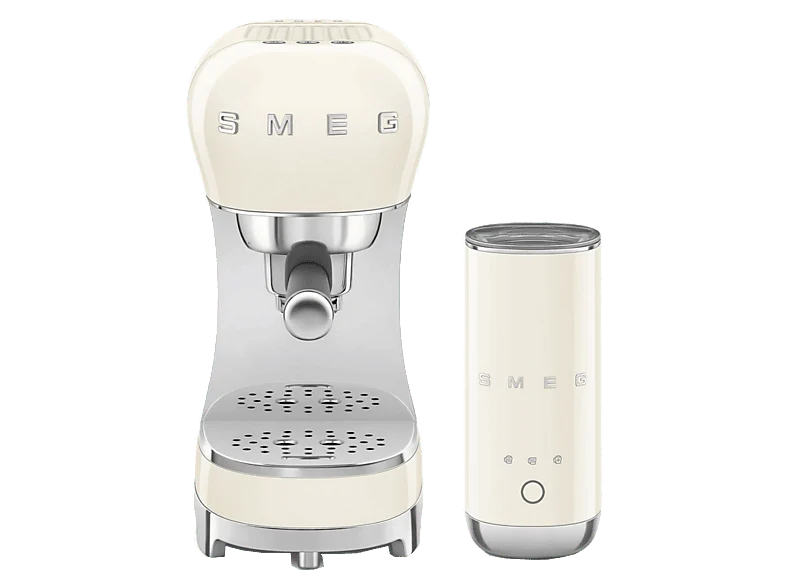 Cafetera express - Smeg ECF12CREU, 15 bar, 1350 W, 2 Tazas, Incluye Espumador de leche, Sistema calentamiento Thermoblock, Crema