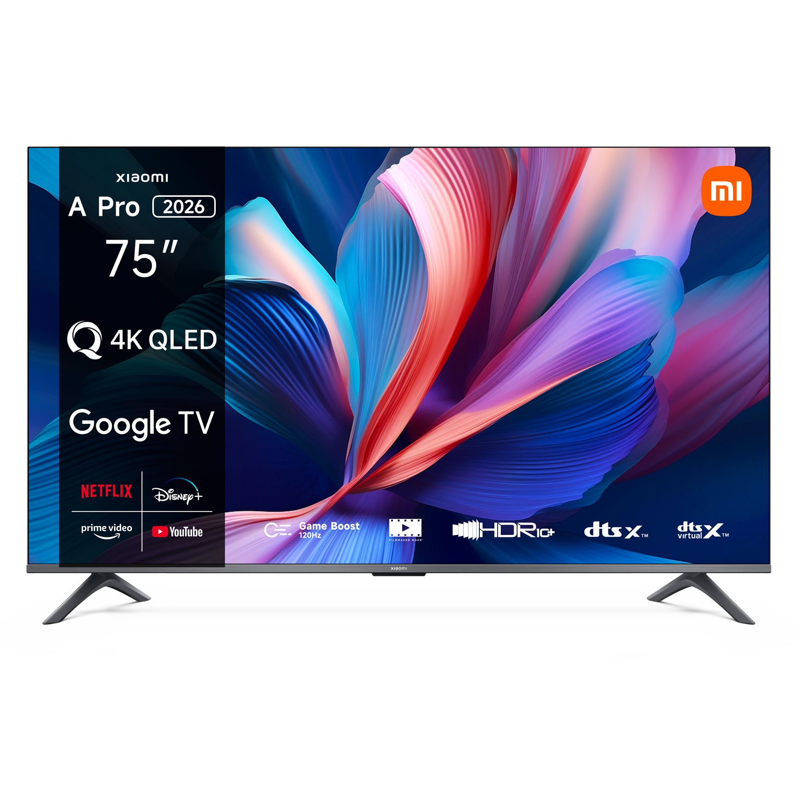 TV QLED 75" - Xiaomi 75 A PRO, 4K, Quad cortex A55, Smart TV, Google Negro