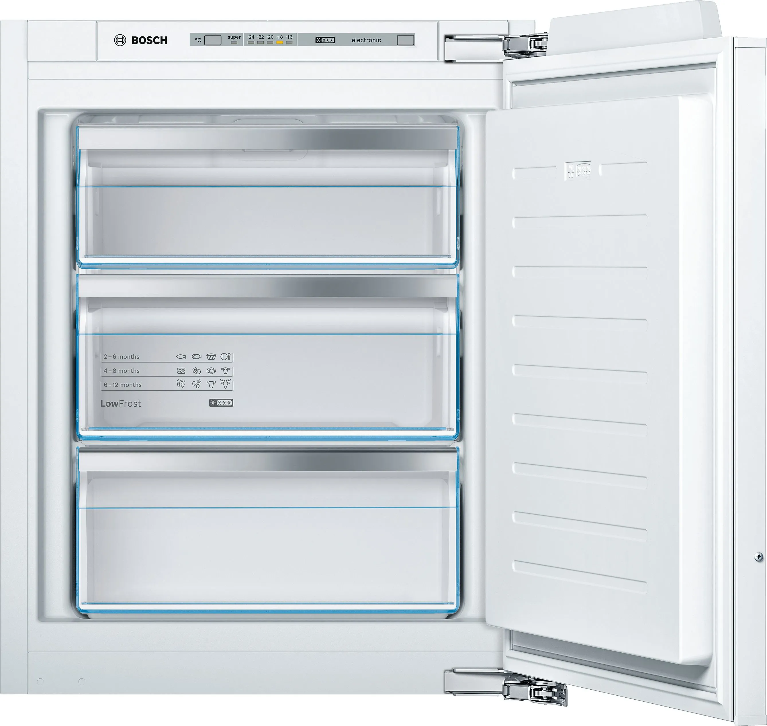 CONGELADOR VERTICAL INTEGRABLE BOSCH GIV11AFE0 SIN NOFROST PC ALTO 71,2 CM 72 LITROS