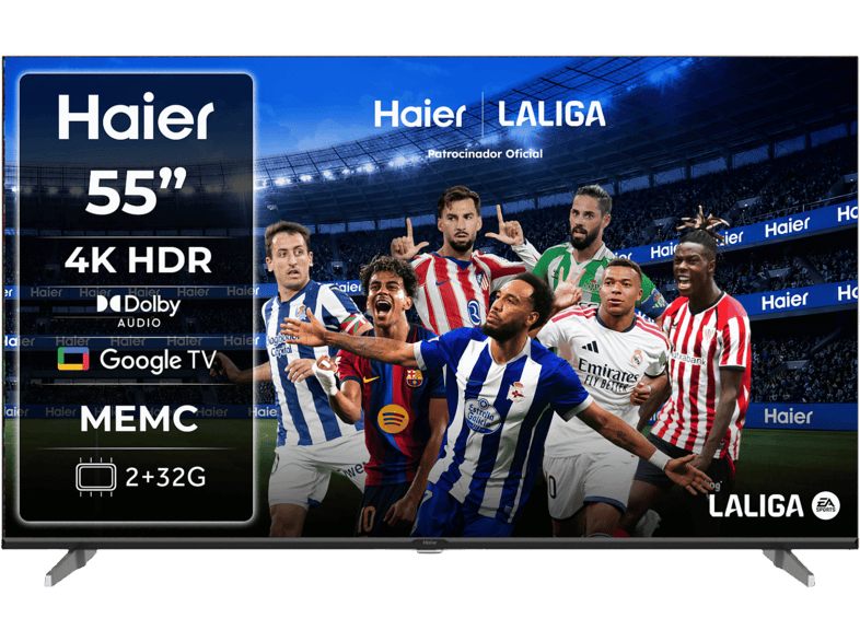 TV LED 55" - Haier K85 Series H55K85FUX, MEMC, Direct 4K HDR10, Google TV, Dolby Audio, Sin marcos, Negro