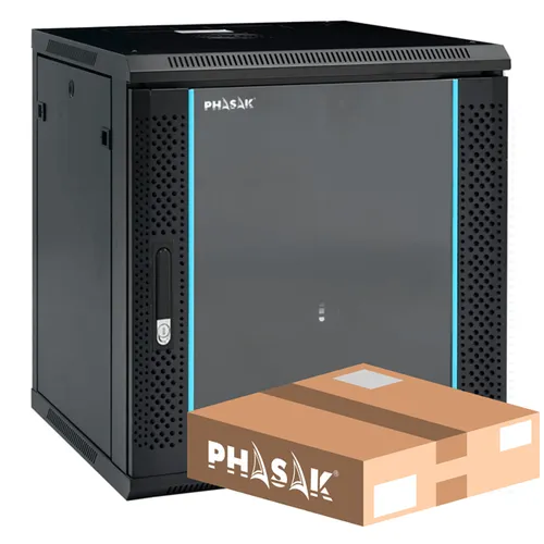 PHASAK Mural Rack PHASAK Pro 19" 12U Desmontado - Envio Flat Pack - PHO 2112D Negro