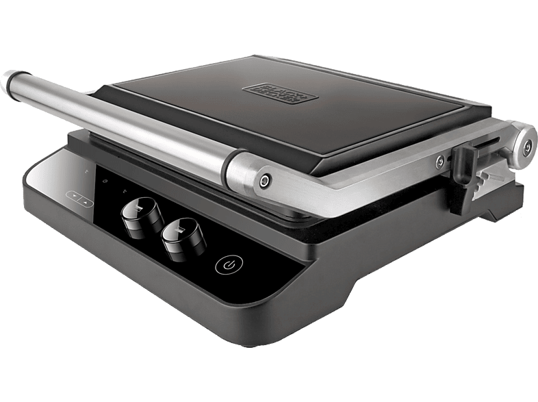Grill - Black+Decker BXGR2000E, Potencia 2000 W, Placas Intercambiables, Superfície antiadherente, Negro