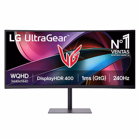 Monitor Gaming LG UltraGear 34'' , WQHD, 240 Hz, 1 ms, Curvo 1500R - 34G630A-B