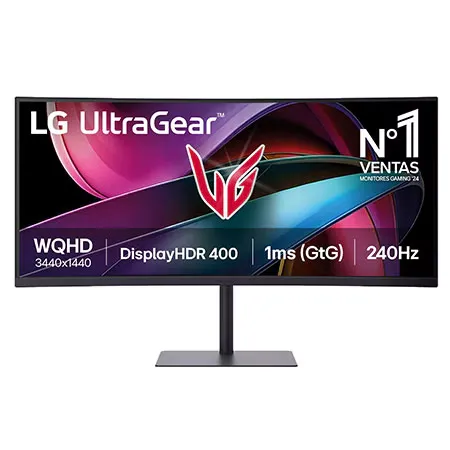 Monitor Gaming LG UltraGear 34'' , WQHD, 240 Hz, 1 ms, Curvo 1500R - 34G630A-B