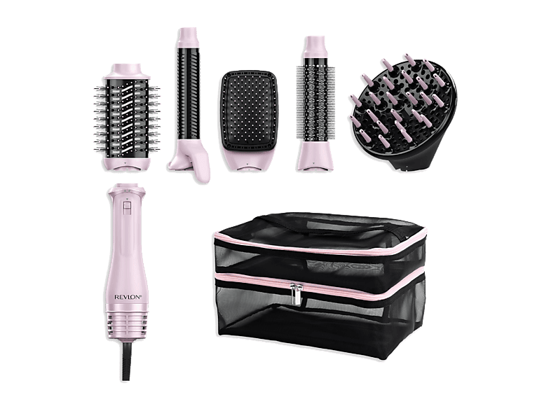 Moldeador - Revlon One-Step Titanium Rosa Multi Air Styler 5 en 1, Tecnología iónica, 4 Ajustes de Temperatura, Rosa/Negro
