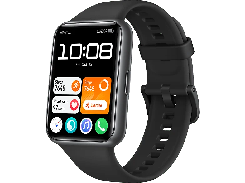 Smartwatch - Huawei Watch Fit 2, Batería hasta 10 días, 130 210 mm, Polímero, Negro