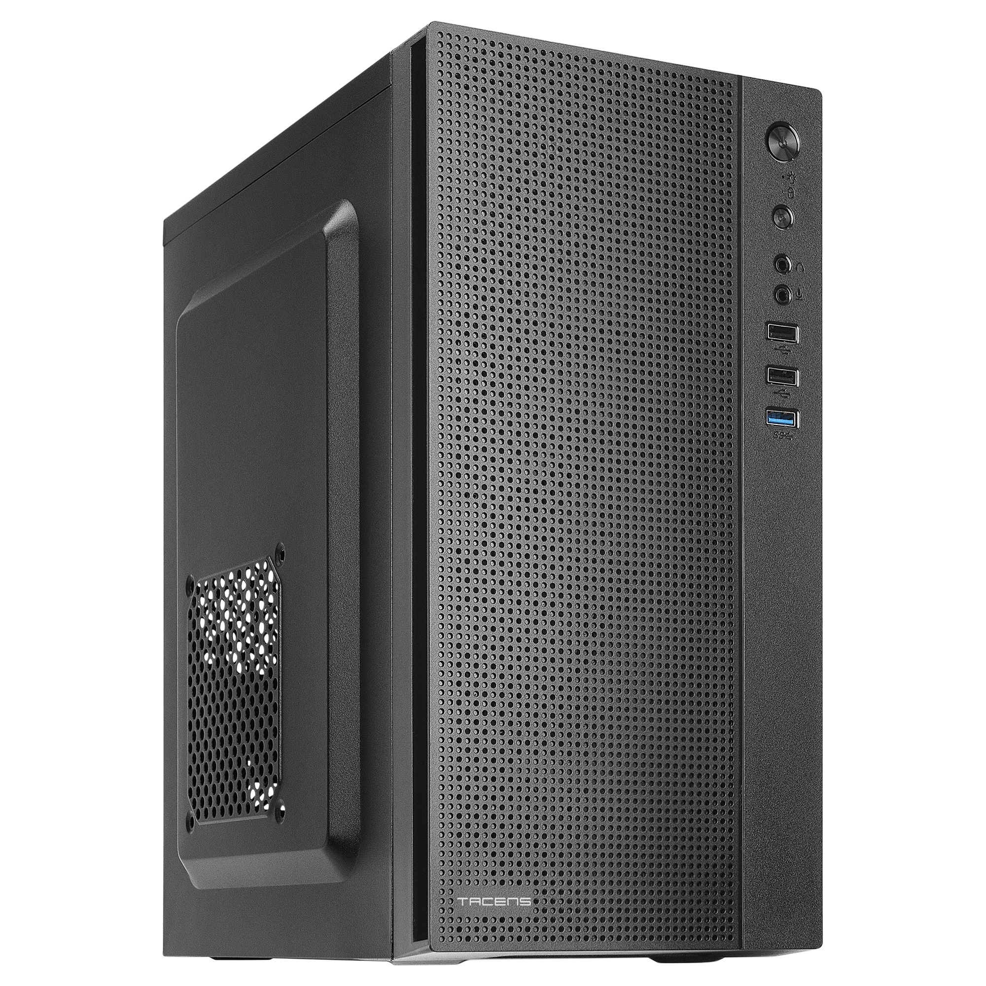 TACENS AC5500, Caja Ordenador Compacta Micro ATX, Frontal Malla Refrigeración, Fuente Alimentación 500W, USB 3.0, Negro Negro Incluye Fuente