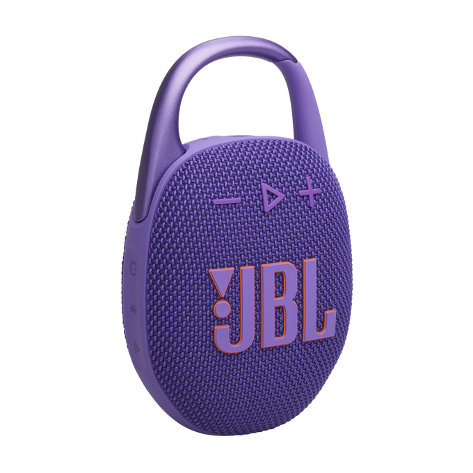 Altavoz inalámbrico - JBL Clip 5, 7 W, Bluetooth, 12 h Autonomía, Resistente al Agua IP67, Auracast, Morado