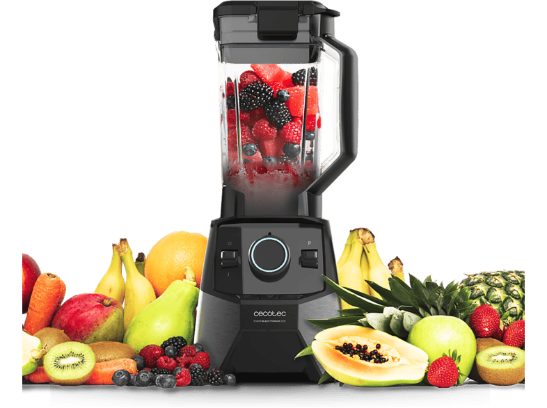 Batidora de vaso - Cecotec Power Black Titanium 2600MAX Pro Ultra, 2600 W, Jarra 2 L y 3 programas, Negro