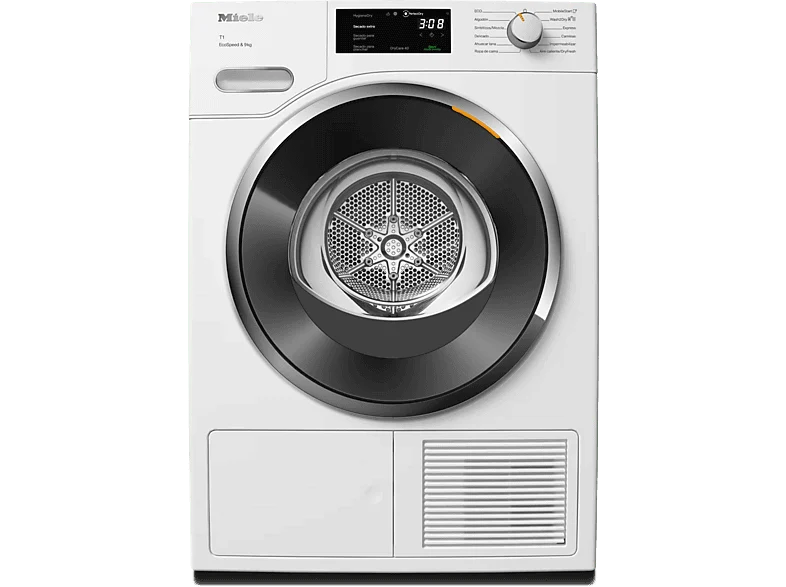 Secadora bomba de calor - Miele TWH780WP EcoSpeed &9kg, 9 kg, 10 Programas, DirectSensor, SilenceDrum, DryCare 40, Blanco loto