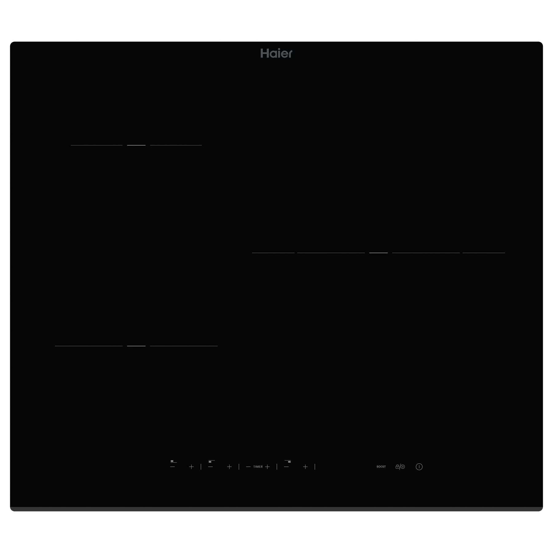 Placa inducción - Haier HAID63DB1BB, 3 Zonas, Zona grande de 28 cm, Con bisel frontal, 60 Negro