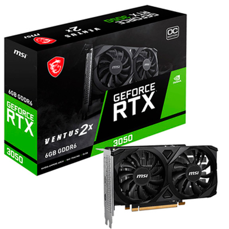 Tarjeta Gráfica MSIGeForce RTX 3050 GDDR6 6GB Negro