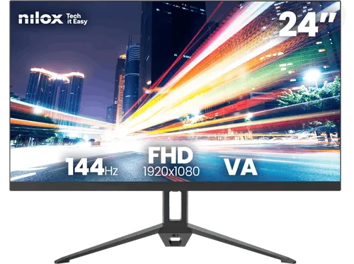 Monitor - Nilox NXM24FHD14411, 24" Full-HD, 144 Hz, 5ms, VA, 1x HDMI, VGA, Negro