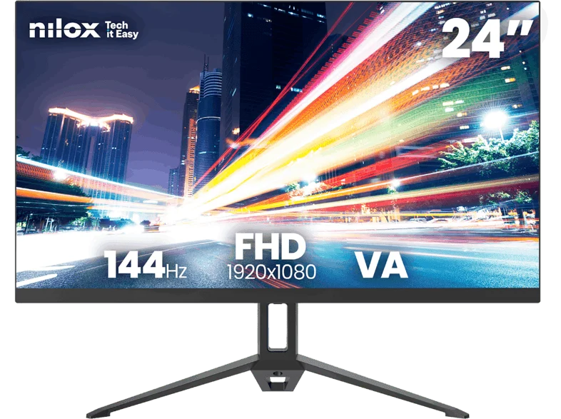 Monitor - Nilox NXM24FHD14411, 24" Full-HD, 144 Hz, 5ms, VA, 1x HDMI, VGA, Negro