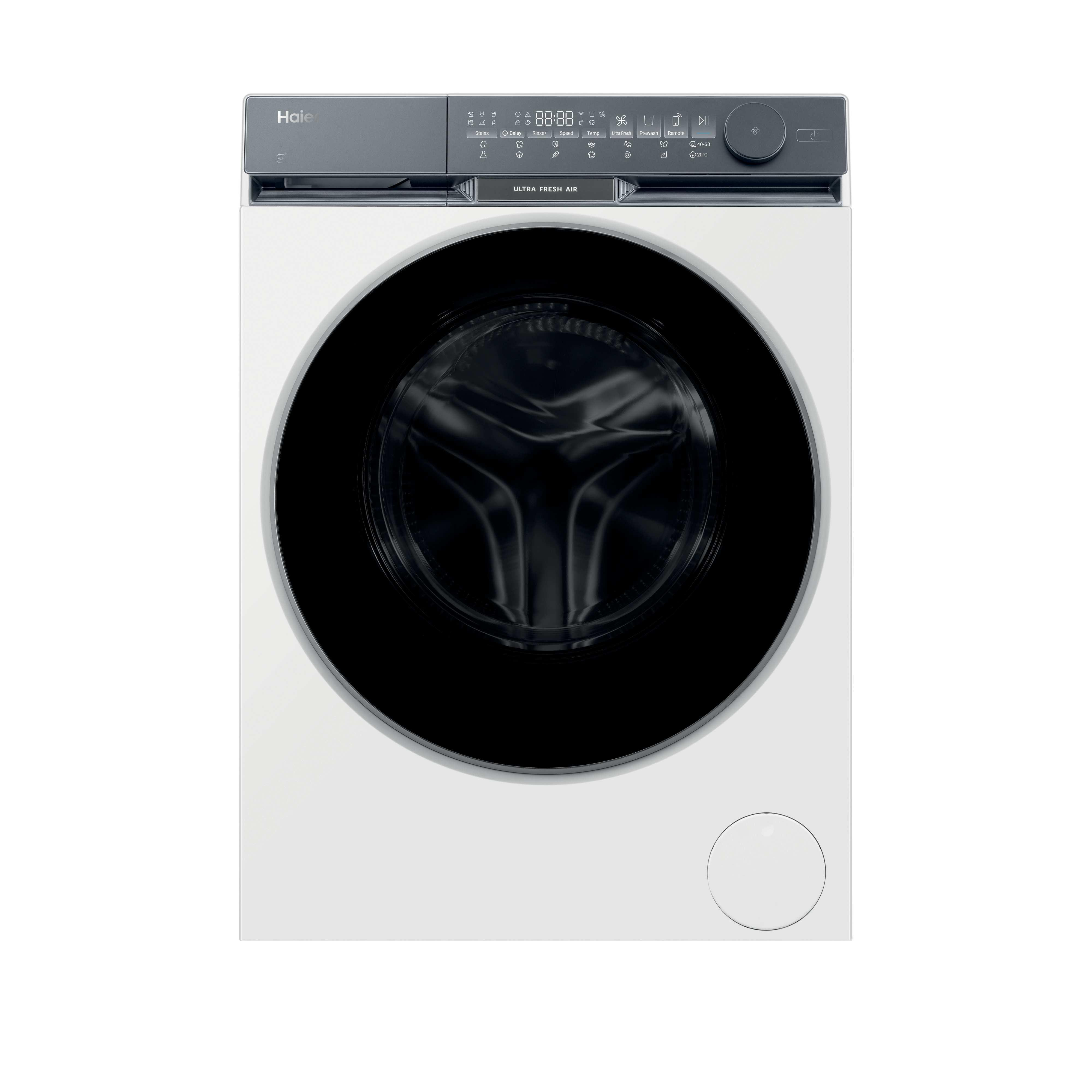 Lavadora carga frontal - Haier X9 Series HW100-BD14387US, 10 kg, 1400 rpm, Autodosificación, Función Vapor, Aquastop, Blanco