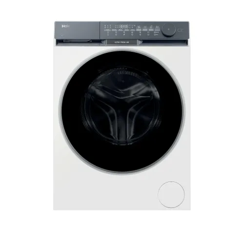 Lavadora carga frontal - Haier X9 Series HW100-BD14387US, 10 kg, 1400 rpm, Autodosificación, Función Vapor, Aquastop, Blanco