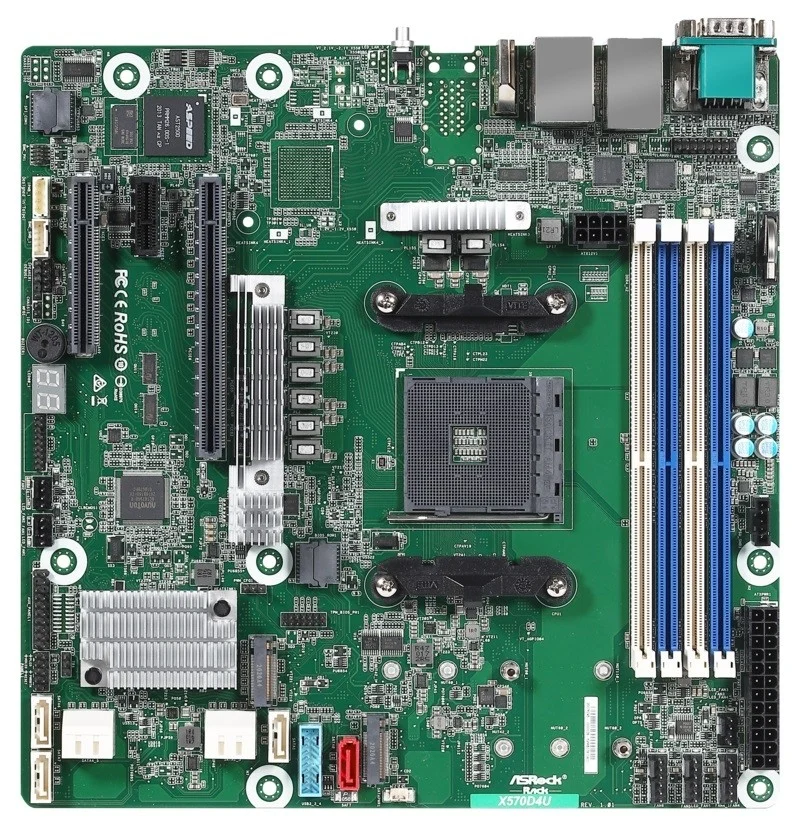 ASRock X570D4U, 1xSKT AM4, AMD Ryzen, X570, SATA, 2xM.2 X570D4U