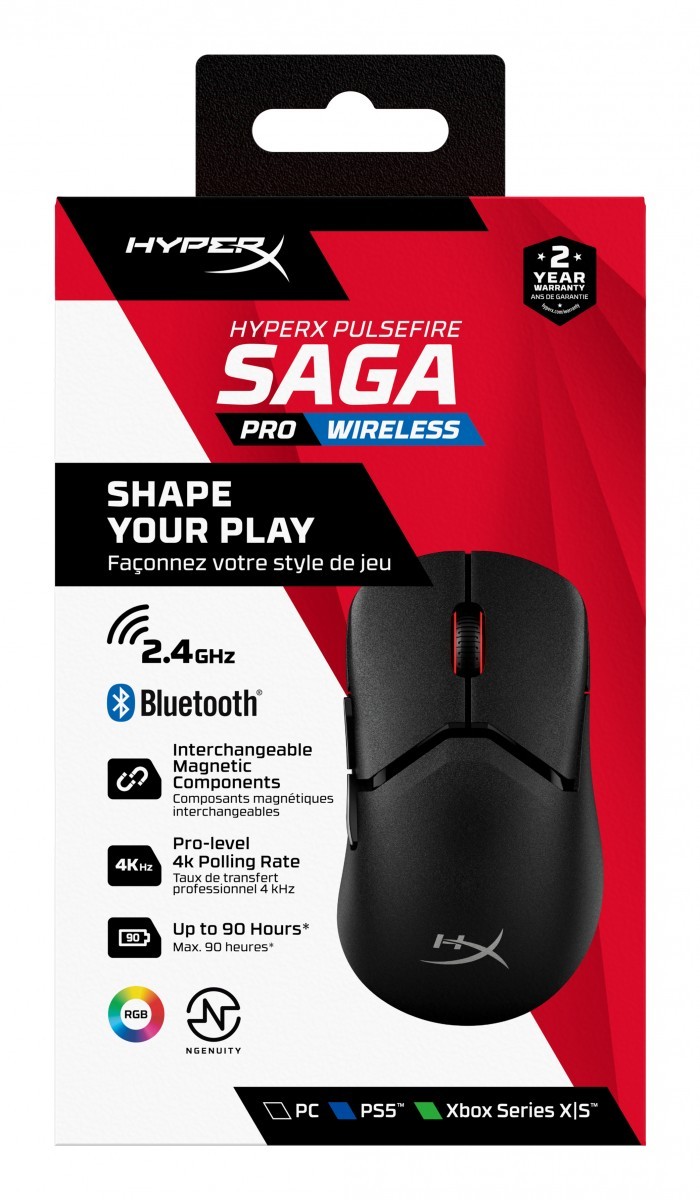 HyperX Pulsefire Saga Pro Ratón Gaming Inalámbrico (Negro) A2PB2AA