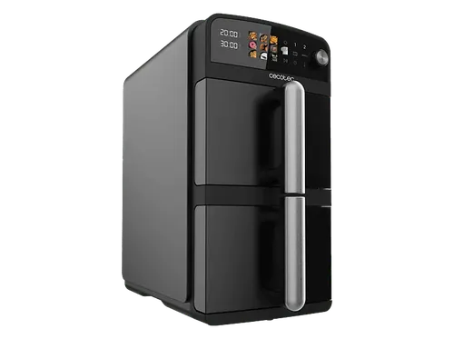 Freidora de aire - Cecotec Cecofry DuoLevel 10000, 2400 W, 10 l, 2 cubetas, Negro