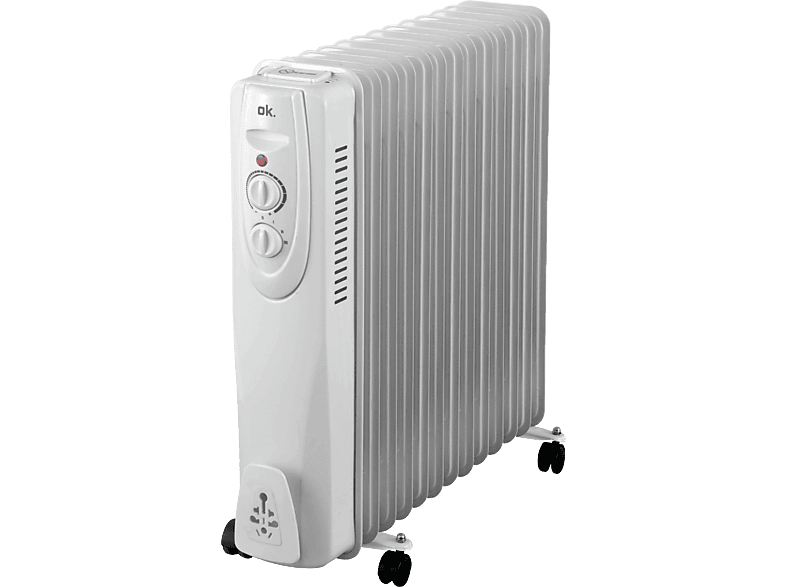 Radiador de aceite - ok. ORO 1312524 ES, 2500W, 3 niveles calor, 13 elementos, Protección sobrecalentamiento, Blanco