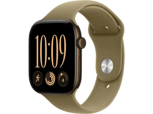 Apple Watch Series 12 (2026), GPS, 42mm, Caja de aluminio Bronce oscuro, Correa deportiva Verde oliva, Talla S/M, Siri AI