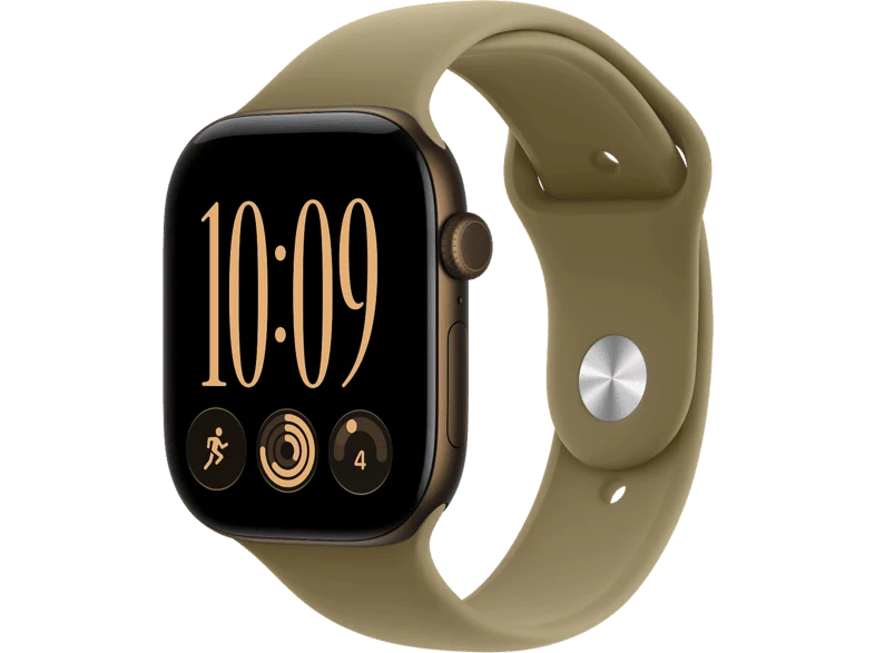 Apple Watch Series 12 (2026), GPS, 42mm, Caja de aluminio Bronce oscuro, Correa deportiva Verde oliva, Talla S/M, Siri AI
