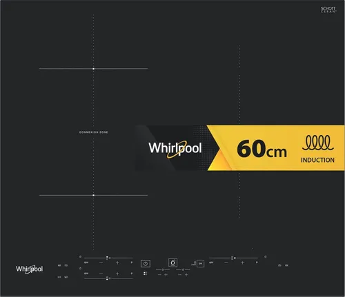 Placa inducción - Whirlpool WB B3760 BF, 3 zonas, Zona grande 30 cm, Connexion Zone, 59 Negro