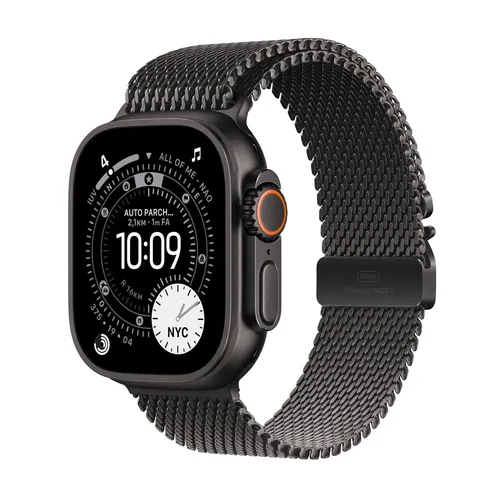 Apple Watch Ultra 3 GPS + Cellular 49mm Black Titanium Case with Black Titanium Milanese Loop - Medium
