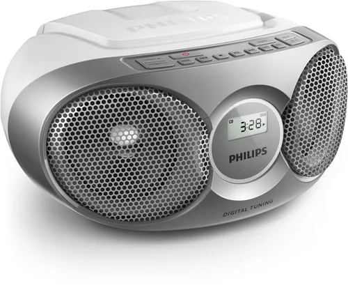 Reproductor CD - Philips AZ215S/12, Antena FM, Sintonizador digital, Plata