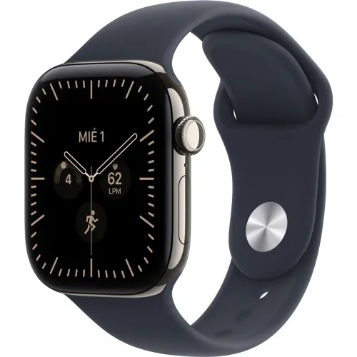 Apple - Apple Watch Series 12 GPS + Cellular 42mm Titanio Natural con Correa Deportiva Azul Náutico (M-L).