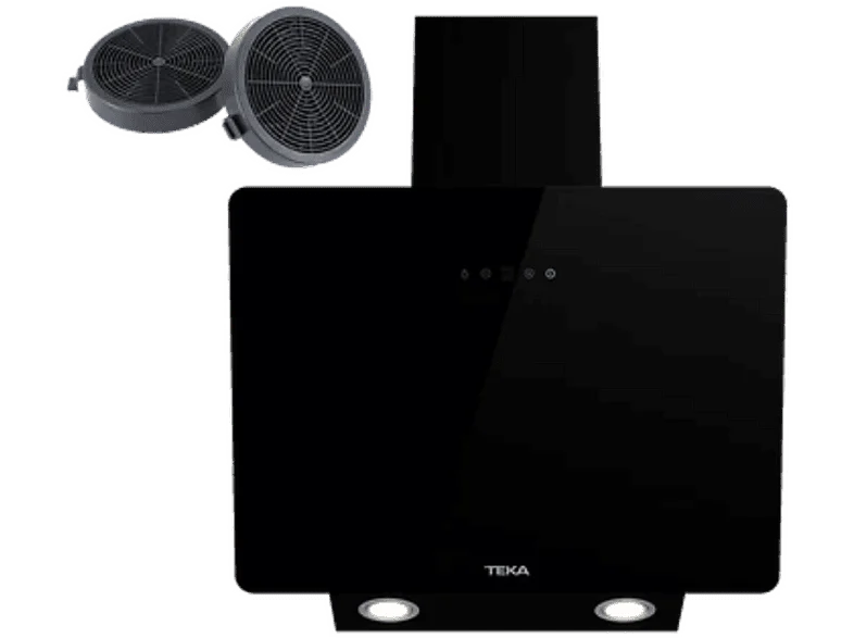 Campana decorativa - Teka DVB 64140 TOS BK, 3 Niveles de ventilador + Intensivo, 400 m³/h, Ancho 59.7 cm, LED, Cristal negro