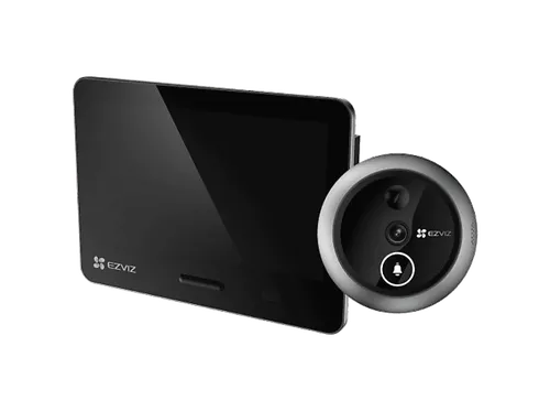 Mirilla inteligente - Ezviz EP4, Resolución 4K, Pantalla táctil 5.5" a color, Detección forma humana y PIR impulsada por IA, Plata