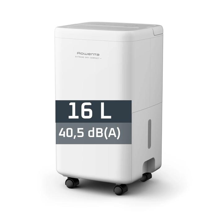 Deshumidificador - Rowenta Extreme Dry Compact DH5260, 16 l/día, Depósito 3 l, Superficie 40 m², Silencioso, Blanco