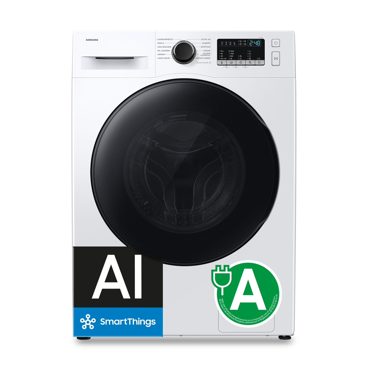 Lavadora secadora - Samsung WD80HG4U04BEEC, 8 kg+6 kg, 1400 rpm, 12 programas, Motor Digital Inverter, Wifi, Blanco