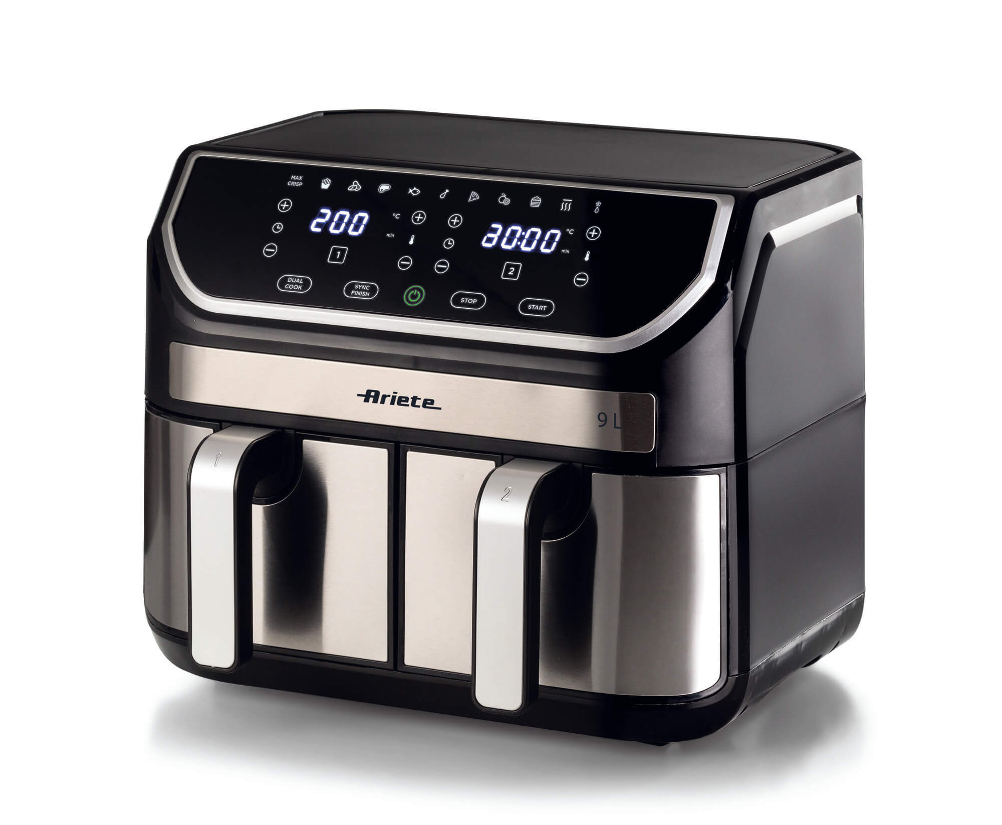 Freidora de aire Ariete Dual Metal 9L Doble cesta 2x4,5L 2100W Negro 4625/00