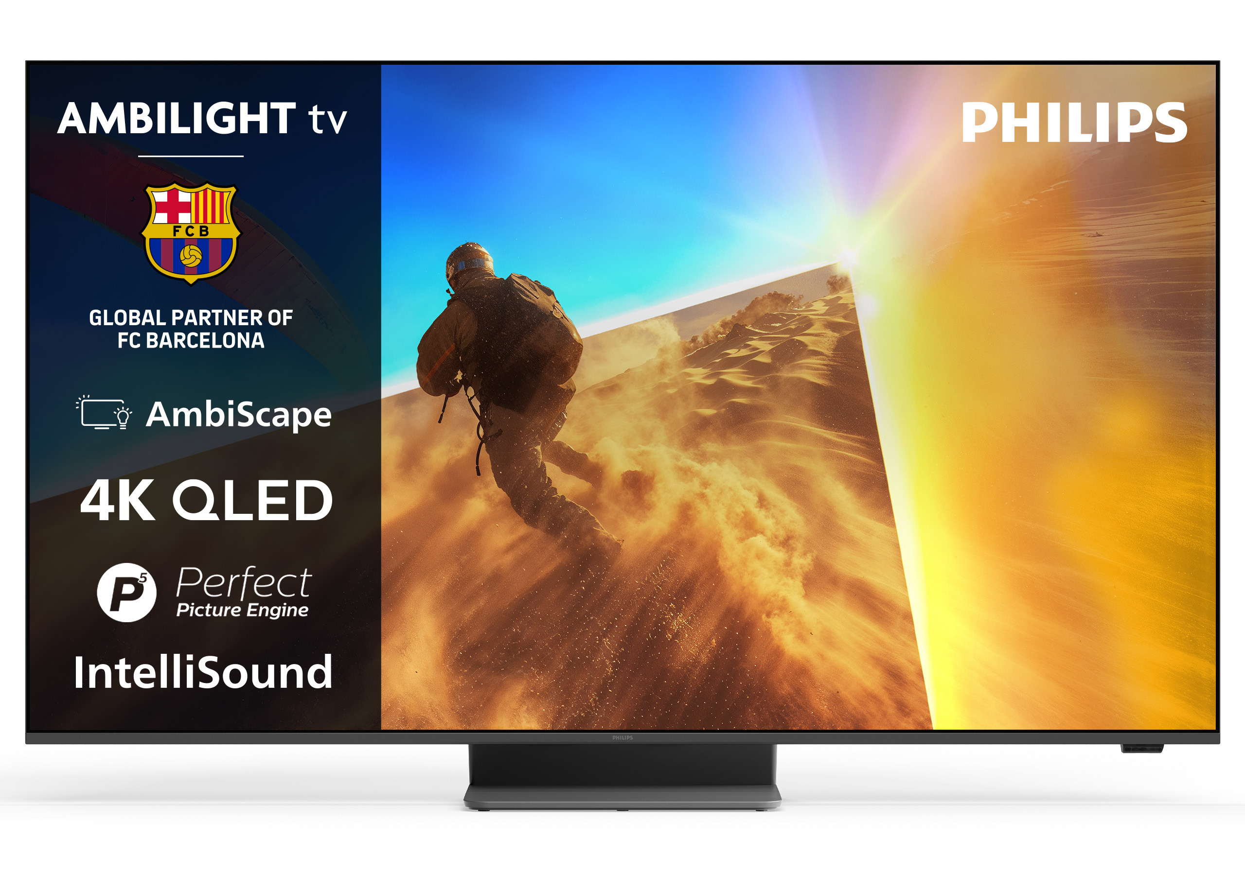 Philips - TV QLED 164cm (65") Philips Ambilight Ambiscape 65PQS8701, 4K UHD 60Hz, P5 Picture Engine HDR10+, Smart TV Titan OS, Dolby Atmos DTS:X,.