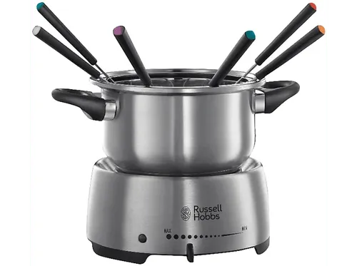 Fondue - Russell Hobbs Fiesta, 2 L, Con 6 tenedores, Indicadores encendido, Inox