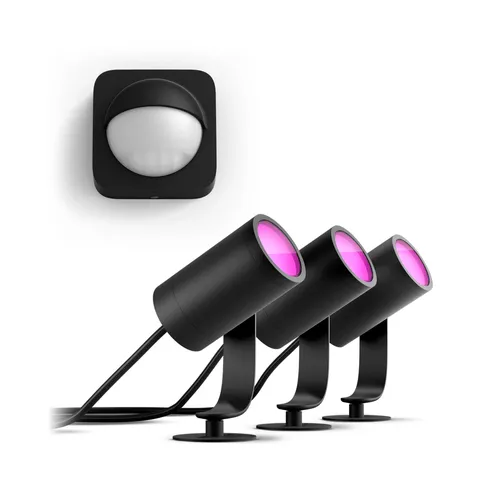 Philips Hue Pack: Focos Inteligentes Lily (3un) + Sensor De Exterior