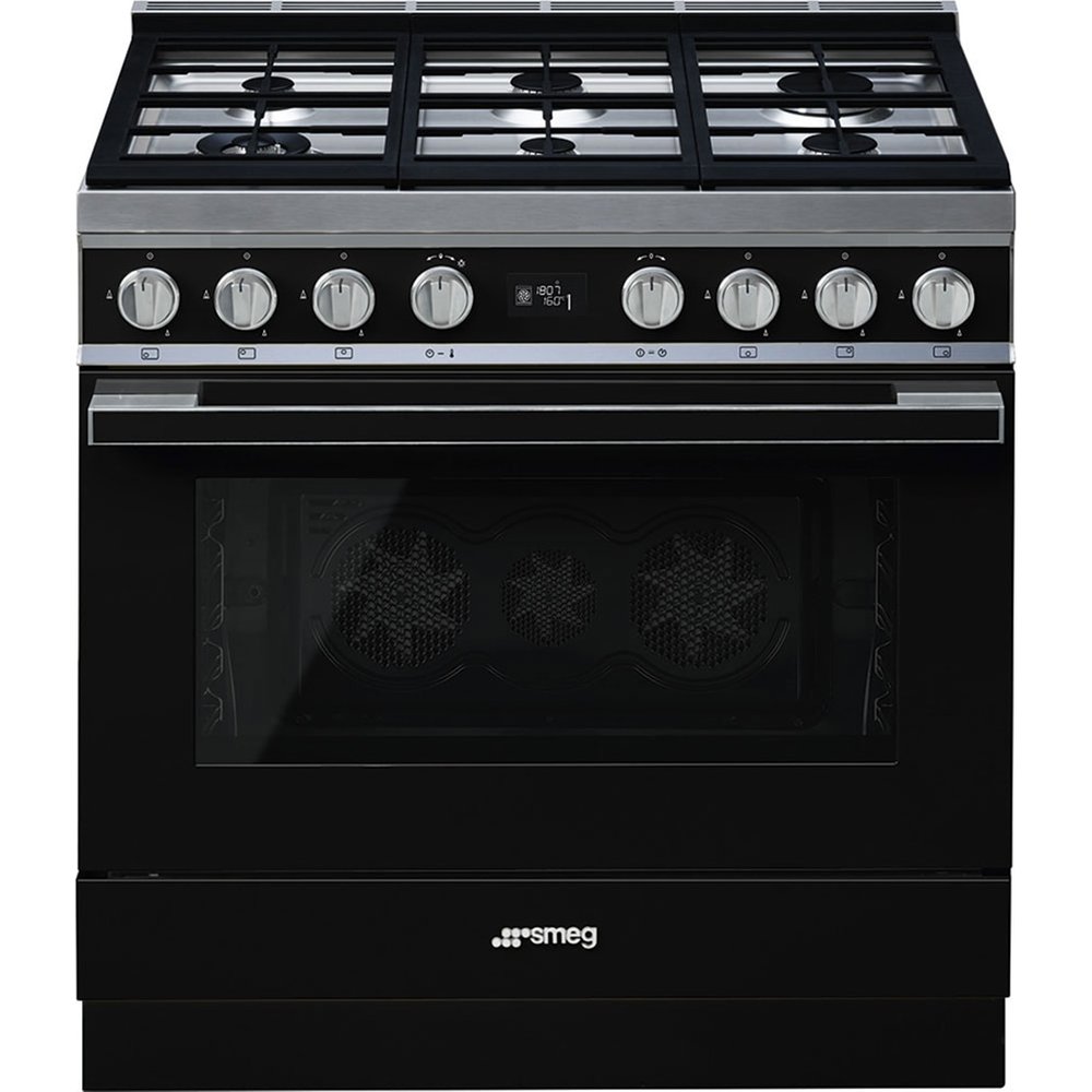 Smeg - Cocina compacta gas Smeg 90 cm, 1 cavidad de horno - CPF9GPBL.