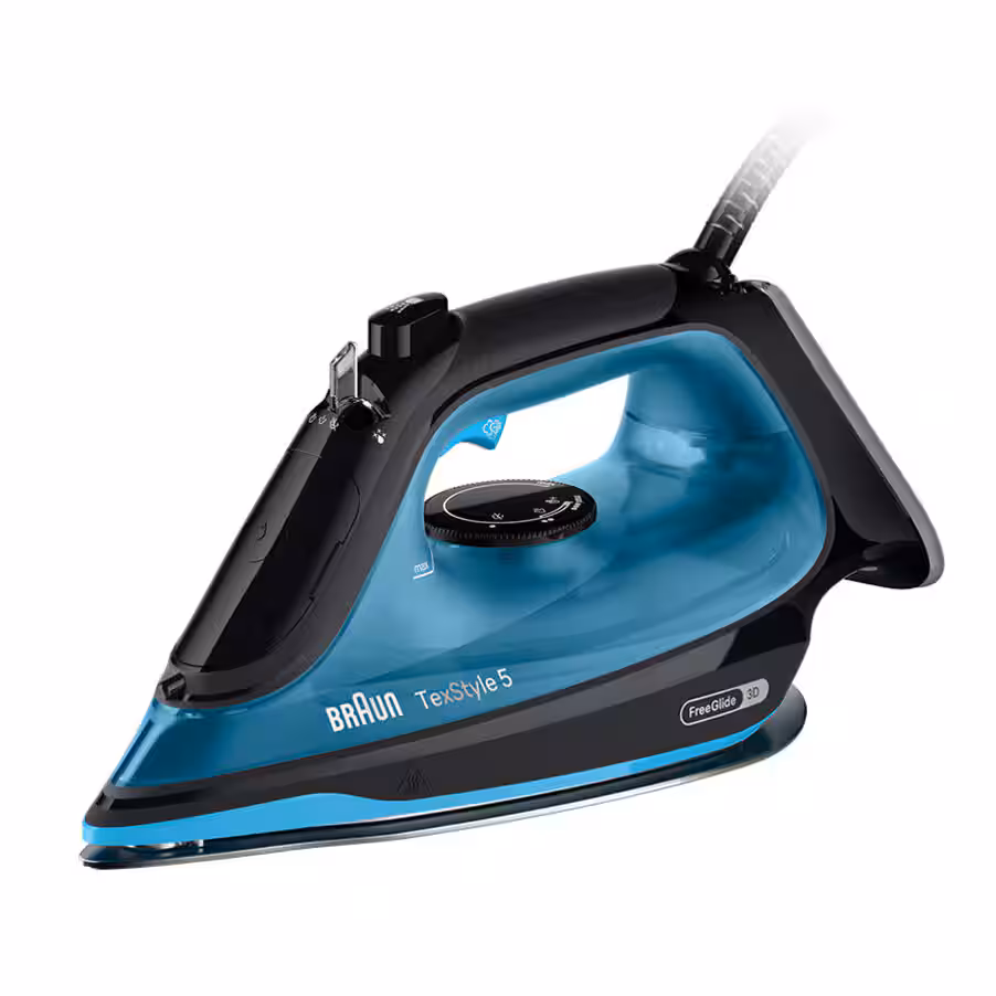 Plancha de vapor - Braun TexStyle 5 SI5256BL, 2600W, 0.3 l, Golpe 210 g/min, Suela SuperCermaic, Calentamiento rápido, Azul