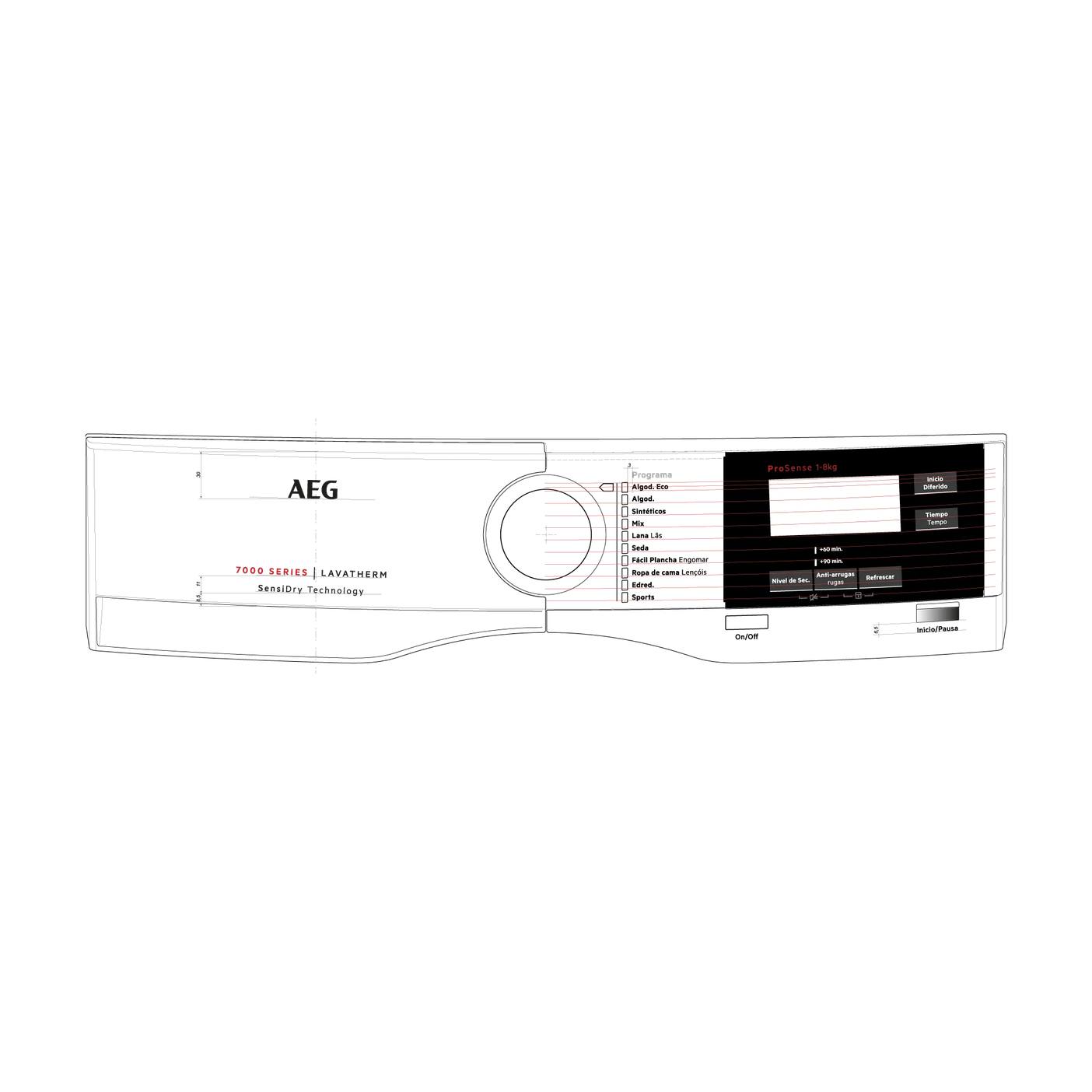 AEG panel mandos,blanco,AEG,T7DBG831,ES/PT 140065241014