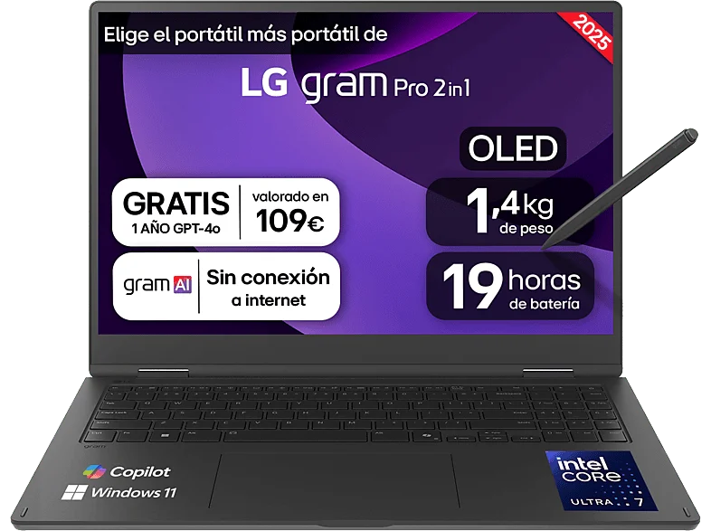 LG Gram Pro 16T90TP-K.AD88B U7-255H 32GB 1TB 16" W11H