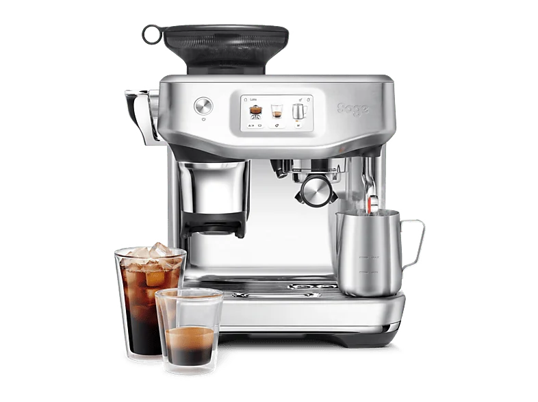 Cafetera express - Sage Barista Touch Impress, 9 bar, 1700 W, 2L, 2 Tazas, Con Extracción en Frío, Acero inoxidable cepillado