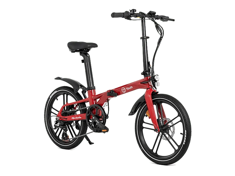 Bicicleta urbana - Youin Marbella, 250 W, 25 km/h, 40 km, 7 Velocidades, Pantalla LCD Multifunción, Rojo