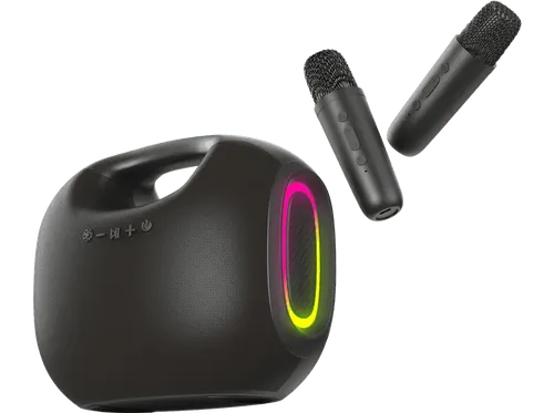 Altavoz bluetooth - Vieta Pro Karaoke Party Duo, 40W, Bluetooth, 10h Autonomía, 2 Micrófonos Inalámbricos, IPX4, Negro